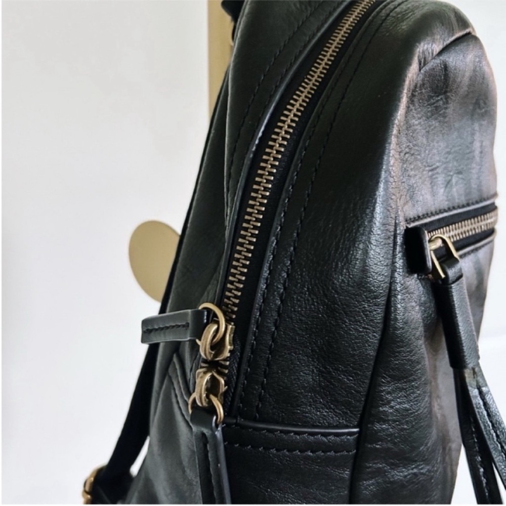 Fossil Black Leather Small Backpack - Euc - image 2